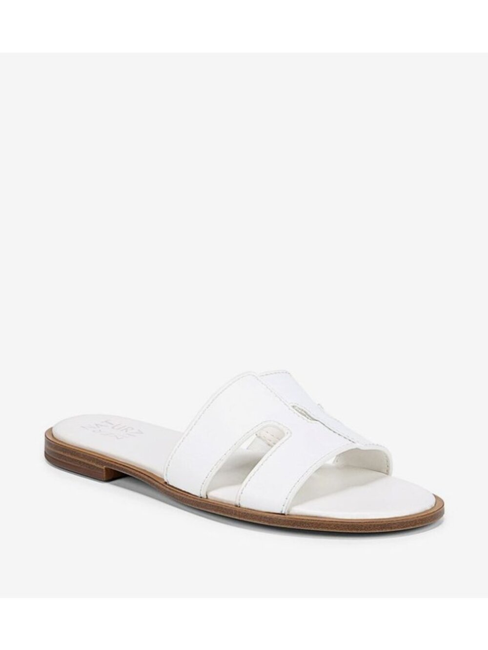 Naturalizer Womens Fame Slides Sandals Flip Flops Toe Flat White Leather Size 9M